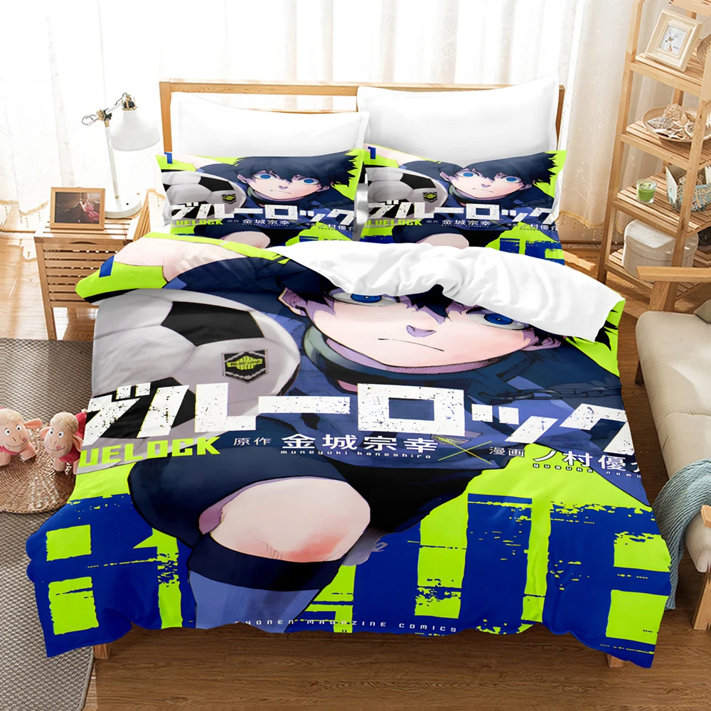Blue Lock Bedding Set Hot Anime Duvet Cover Set with Pillowcases King Queen Twin Double Size Comforter Cover Set For Teens