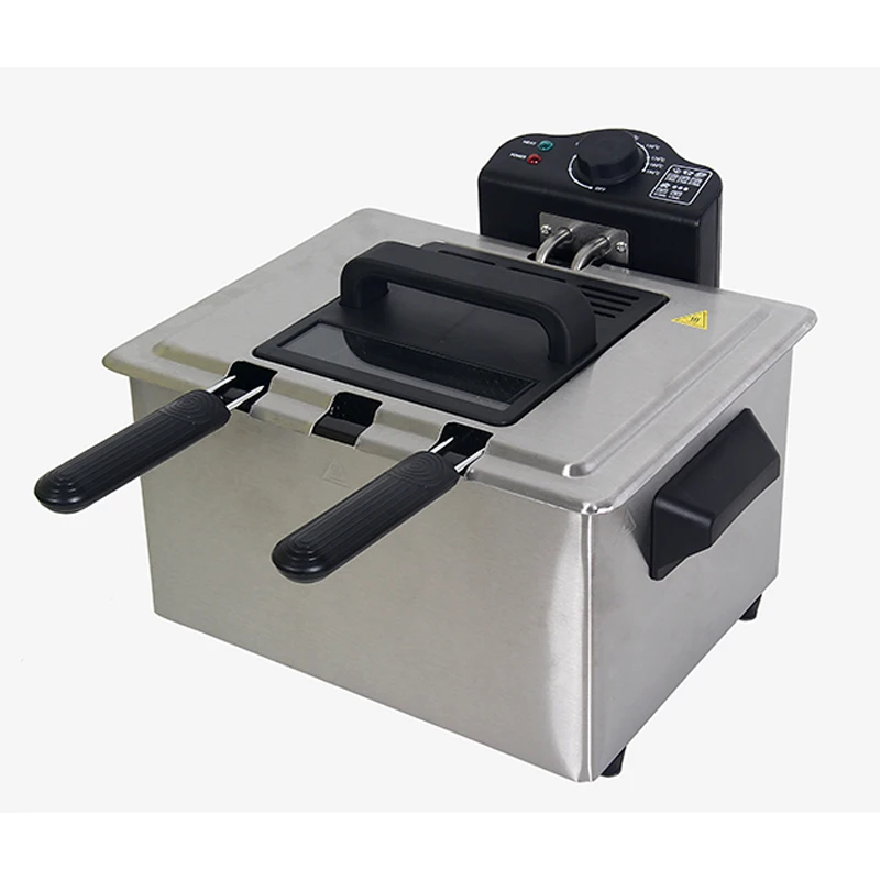 5L Fryer Household Electric Fryer Fried Skewers/Fish/French Fries 2100W Electric Dual Probes