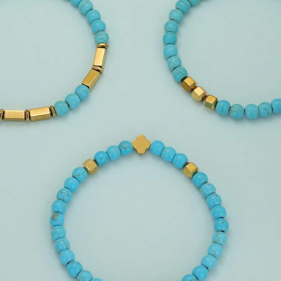 Gold Hematite Stone Men Bracelet Set