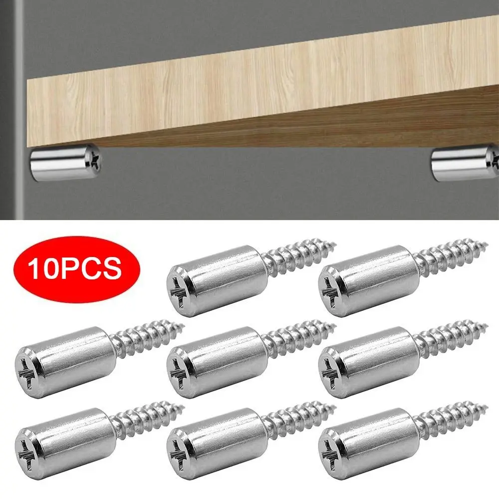 10pcs Self-Tapping Screws Cabinet Bracket Laminate Support Glass Studs Pegs Wardrobe Cabinet Glass Hard Nonslip Partition Nail