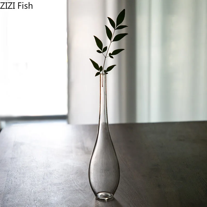 Japanese Simple Glass Vase Transparent Hydroponics Vase Zen Modern Home Decor Office Desktop Decoration Floral Flower Insert 3