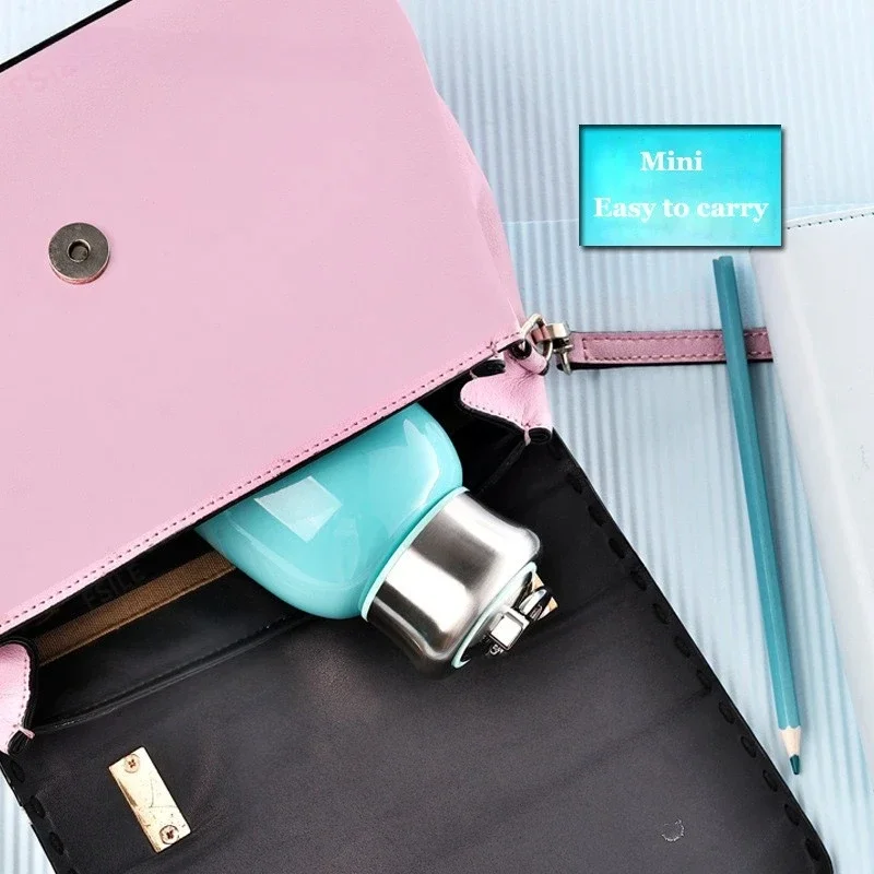 Compact travel water bottle featuring a security lock and one-button opening mechanism.