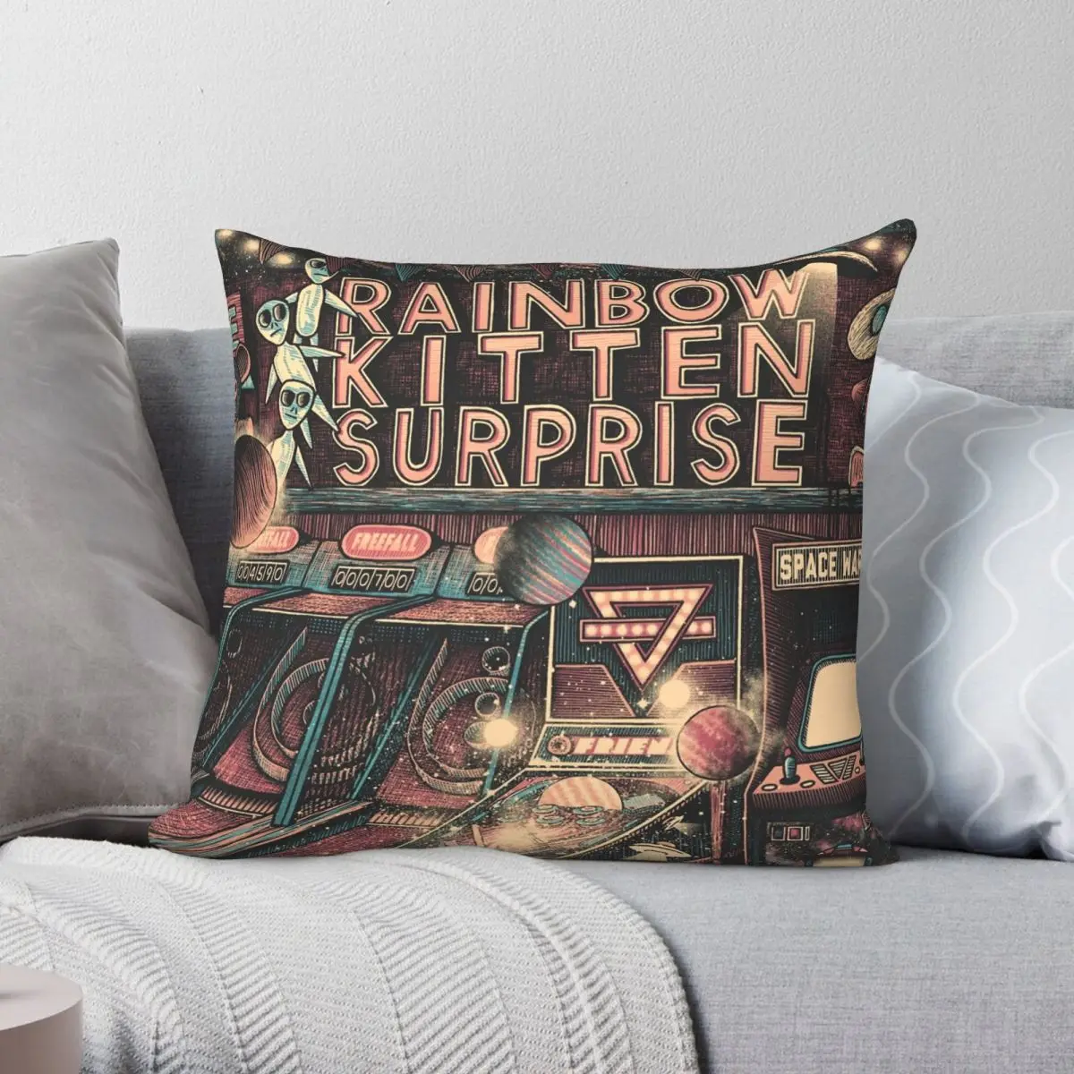 Квадратная подушка Rainbow Kitten Surprise музыкальный тур чехол из полиэстера льна
