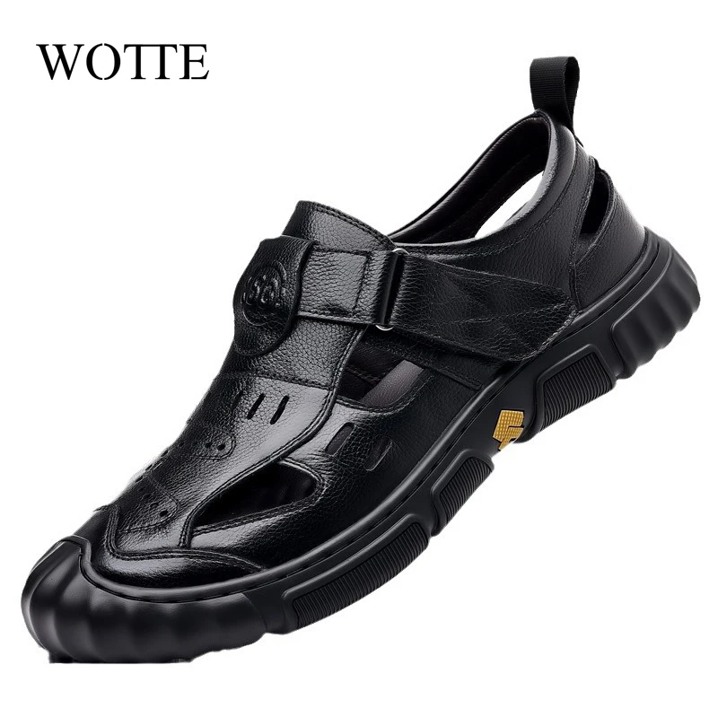 

Men's Sandals Luxury Leather Casual Shoes For Men Summer 2024 Comfortable Moccasins Barefoot Outdoor Fashion Sandals Footwear