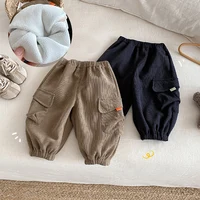 2025 طفل 0-5Y طفل رضيع سروال قصير البضائع الشتاء صوف مبطن السراويل الدافئة أطفال الأولاد ملابس الخريف قيعان فضفاضة الزي 1