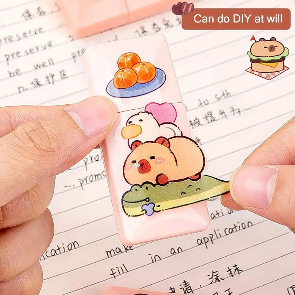 사일런트 보정 테이프, Capybara 그라디언트 컬러, 사일런트 코팅 테이프, 36M 대용량 학생 교체 테이프, 6PCs/세트