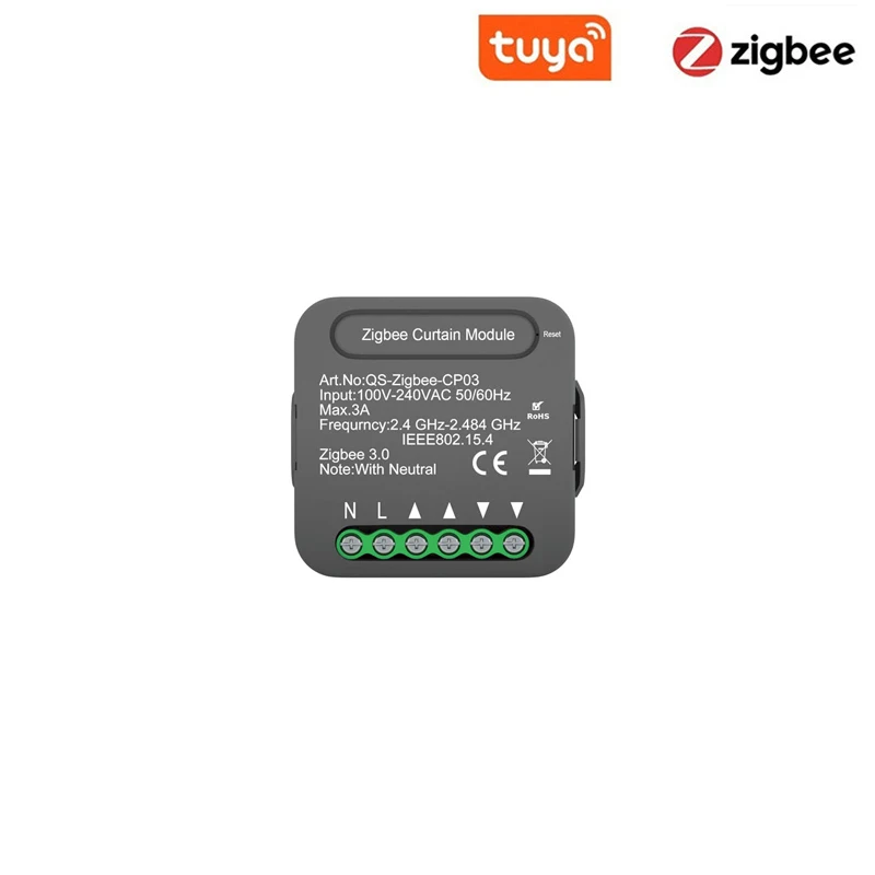Tuya ZigBee Smart Curtain Module Blind Switch for Roller Shutter Wireless Voice Remote Control Compatible with Alexa Google Home 