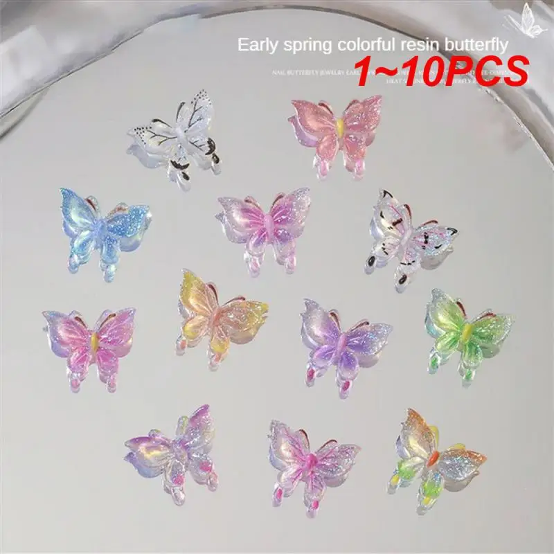1 ~ 10Pcs Sweet Luxury Butterfly Nail Art Charms 3D Resin Kawaii Accessori Decorazioni In Cristallo Per Unghie Ice Clear Carft Ornament