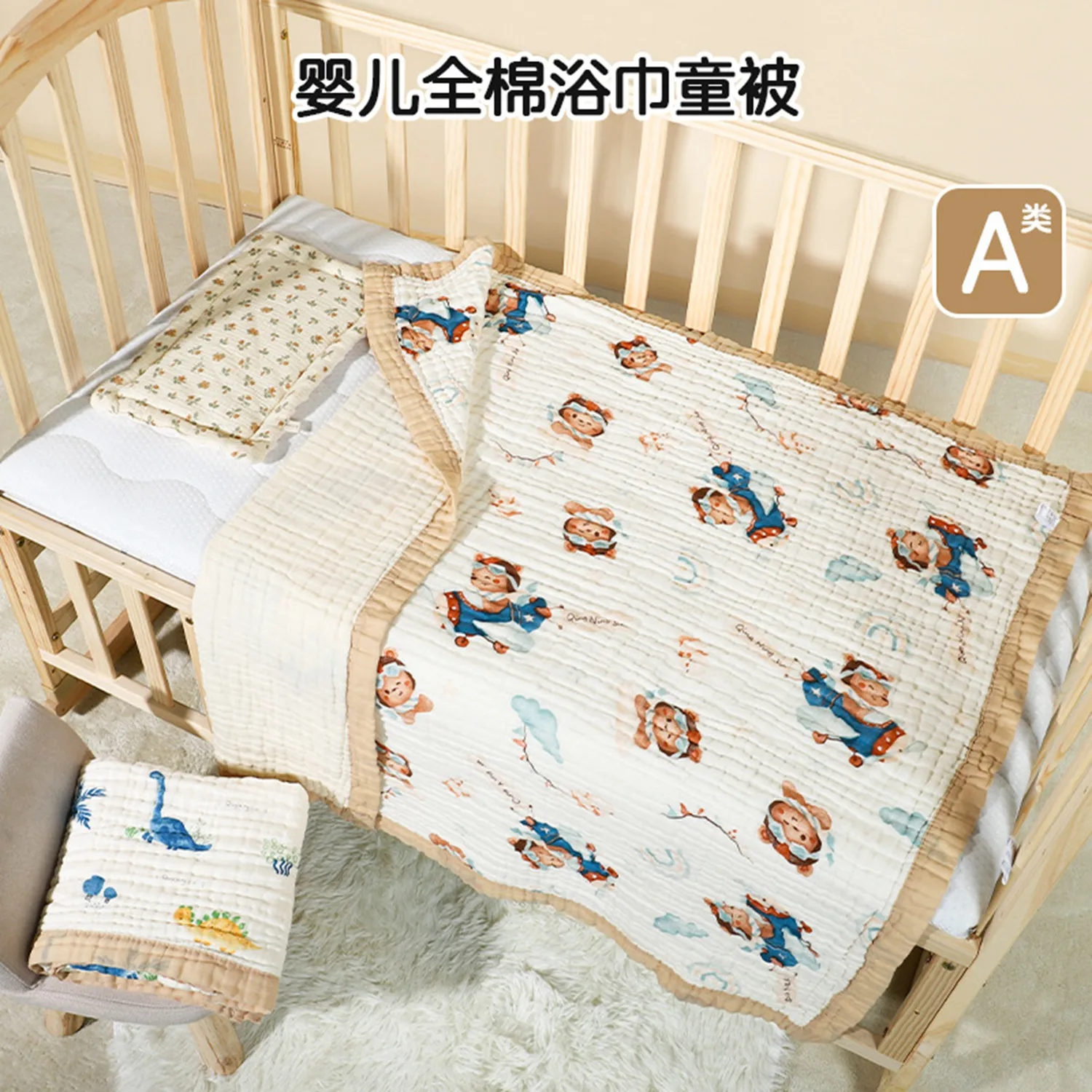 Coperta per neonati 110x110 cm con 6 strati di garza di puro cotone, classe A, morbida coperta per bambini - immagine 3