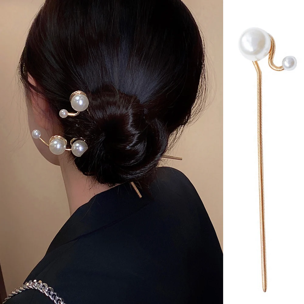Gancho de cabelo minimalista com pérola estilo chinês_voghion.com