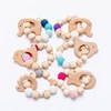 Baby Wooden Teether Beech Animal Wooden Rattle Toy Wood Teething Toys Baby Rattle Beads Bracelets Wooden Toys for children Gift 6