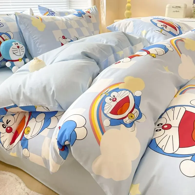 

New Doraemon anime winter thickened pure cotton comfortable four-piece quilt cover sheet home dormitory kawaii cartoon bedding
