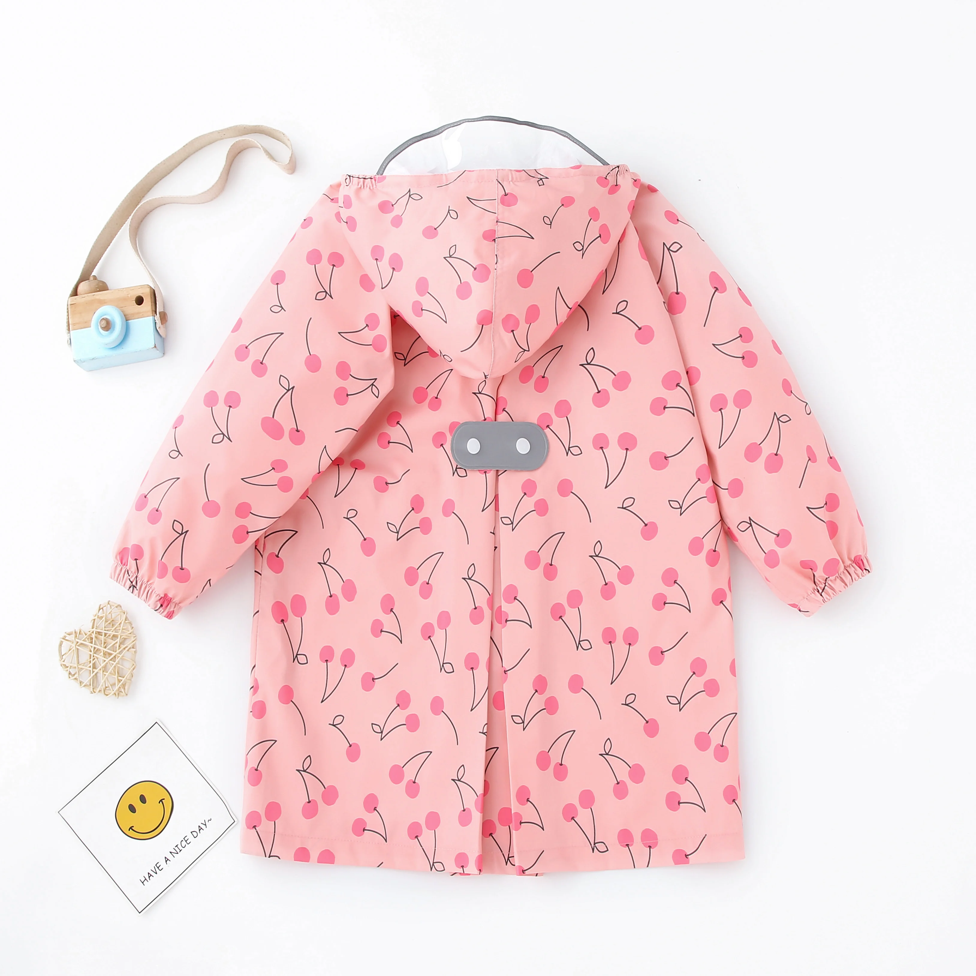 Pink Cherry Children Raincoat Children&lsquo;s Rain Coat Kids Boy Girl Tour Light Waterproof Soft Rainwear Raincoats