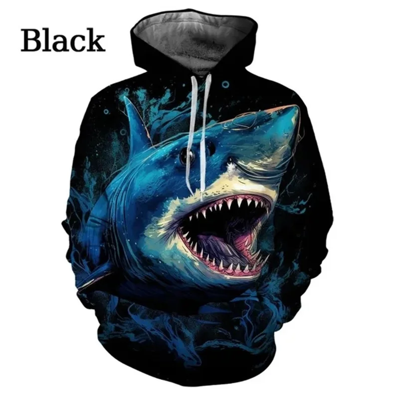 thumbnail image 1 of Sudadera con capucha con estampado 3D de tiburón, sudadera informal divertida con animales para hombres y niños, sudaderas holgadas de gran tamaño con gráficos, ropa de calle, 1 of 5