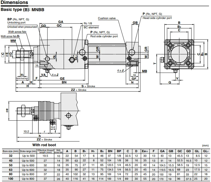 Description Picture 5 of itemCylinder with Lock Double Acting, Single Rod MNB Series,MDNBB32/40-25/50/75/100/125/150/175/200-D