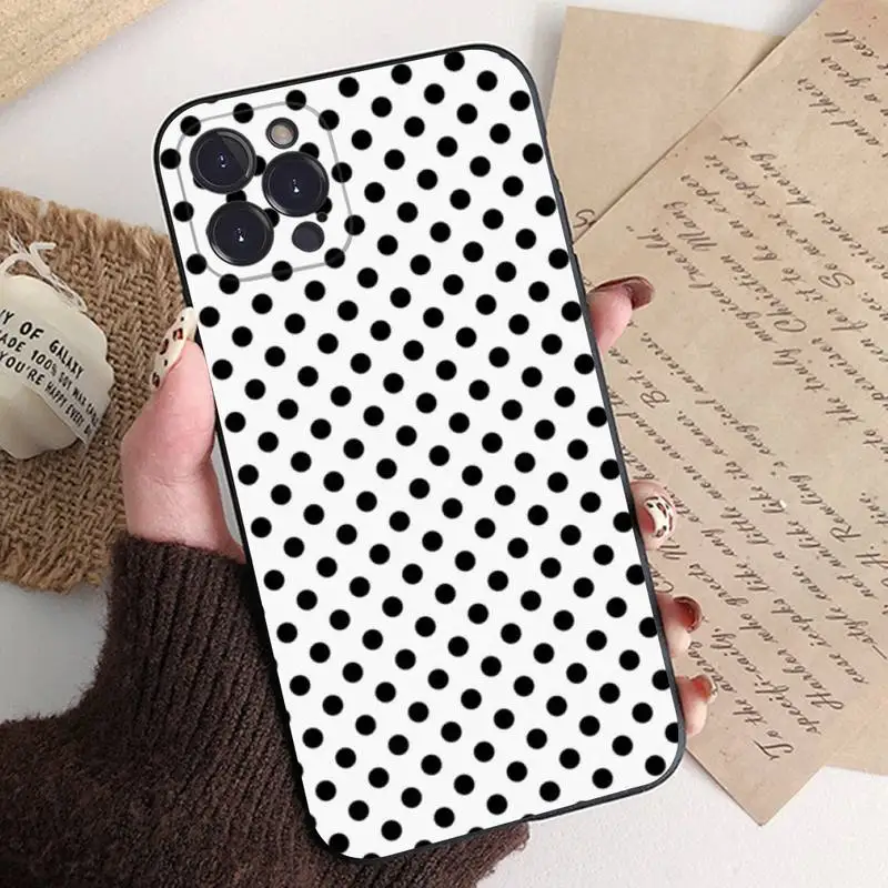 Elegant Black and White Polka Dot Shockproof Non-Slip Phone Case Cover