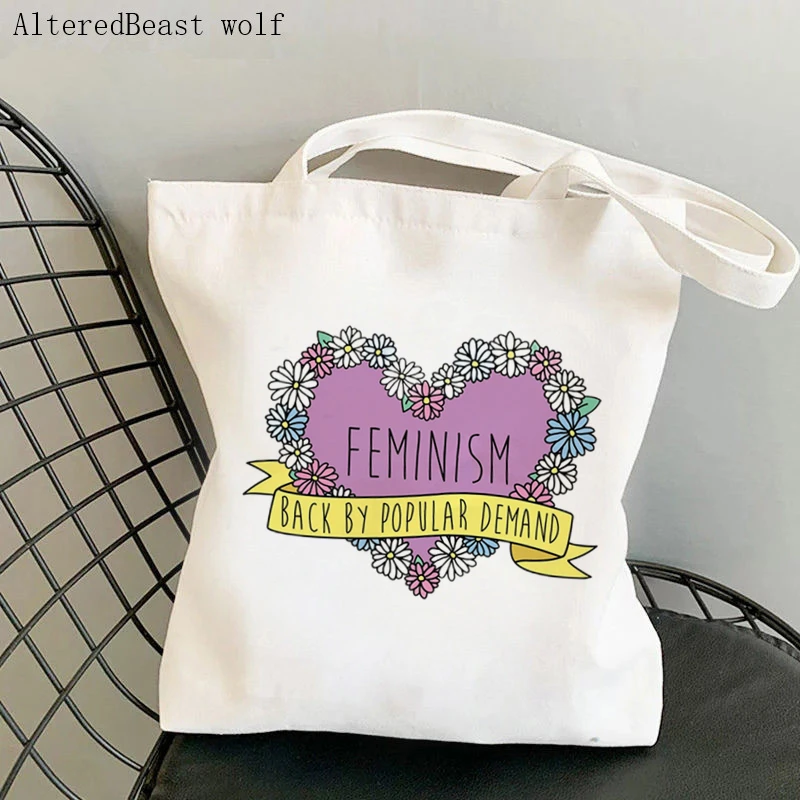 

Women Shopper bag My body my choice Feminism Flower Back by popular demand Bag Harajuku Canvas Shopper Bag girl Shoulder Bag