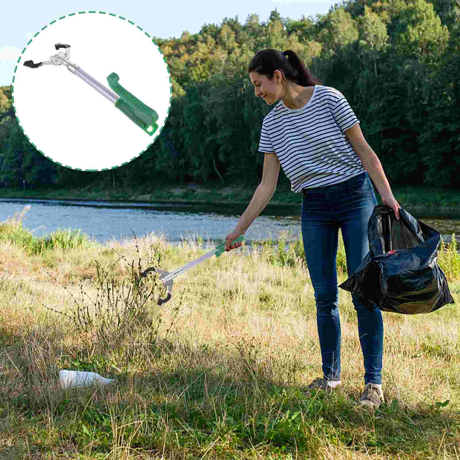 

Trash Can Grabber Pickup Tool for Durable Garbage Clamp Sturdy Portable Metal Simple Reliable Picking Elder Pole