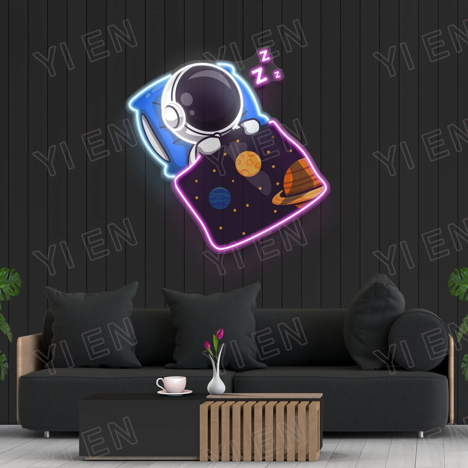 Sleeping Astronaut LED Neon Sign - Cosmic Home Decor - Space-Themed Wall Art and Gift - Astronomy Enthusiast Galactic Decoration