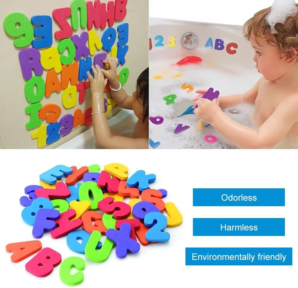 36pcs Baby Bath Toys Removable Foam Letters Numbers Shower Toys Toddler Alphabet Letters Toys Gift for Kids Educational Bathroom 5