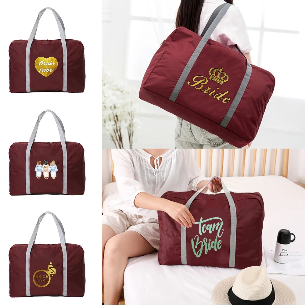 

Bride Series Printed Travel Bag Unisex Foldable Duffle Bag Organizers Large Capacity Portable Luggage Bag Waterproof Accessories