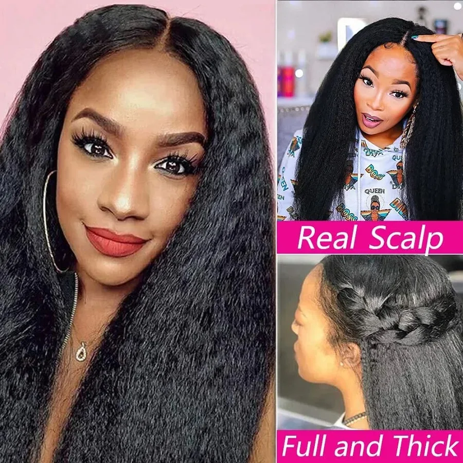 Kinky Straight 13x4 HD Lace Front Human Hair Wigs human hair wig human hair extensions lace front wig human hair wigs front lace wig for Woman Pre Plucked Yaki Straight 13x4 HD Lace Frontal Wigs
