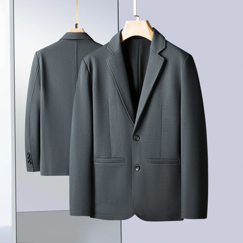 

High-end Men's Two-button Suit Fashion Handsome Middle-aged Coat Casual Business Fat Man Suit Jacket Plus Fat Plus Size Jacket