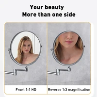 Bathroom Makeup Mirror Wall Mounted Cosmetic Extendable Shower Black Luxury Folding Mirror Extend Double Side Mirror for Hotel 2