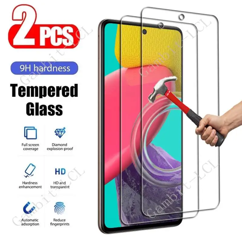 

2PCS For Samsung Galaxy M13 4G M23 5G M33 M53 Quantum 3 S21 FE S22+ Wide6 XCover6 Pro A02 Screen Protective Tempered Glass Film