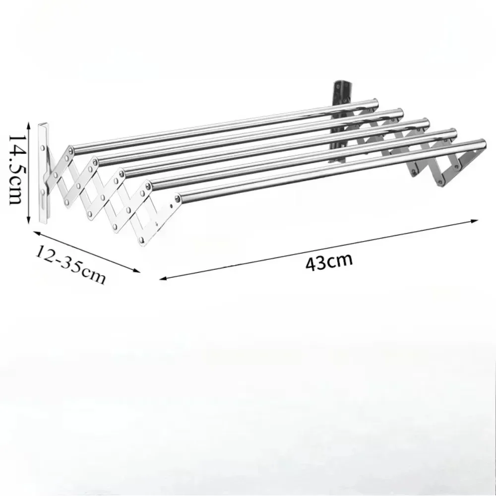 Clothes Drying Rack Wall Mounted Balcony Toilet Scalable Towel Storage Shelf Foldable Drying Racks Stainless Steel Towel Rack