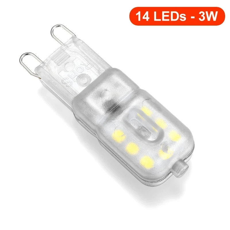 G9 밝기 조절 가능 LED 램프, 미니 LED 전구, 클리어 및 유백색 쉘 라이트, 360 ° 균일 조사, 3W, 14LED 스포트라이트, 110V, 220V, 10 개