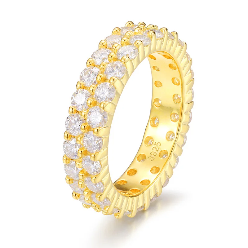 

16YTQR0012-50 Lefei Fashion Luxury Diamond-set Classic Moissanite Hiphop 3mm Row Circle Rings For Women s925 Silver Jewelry Gift