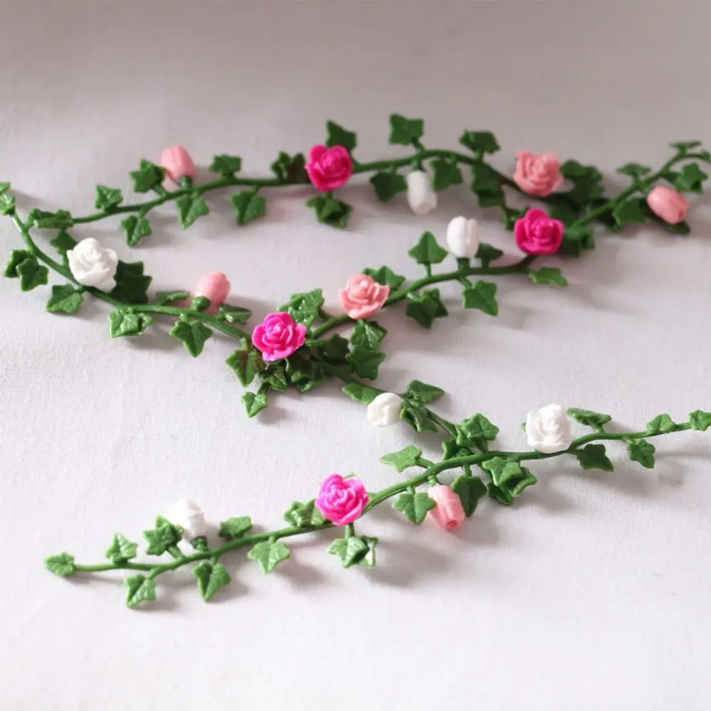 20Pcs Dollhouse Simulation Decoration 1/12 Rattan Artificial Flower Wall Hanging Ring Hanato Vine DIY Accessorie Cake Model Gift 2
