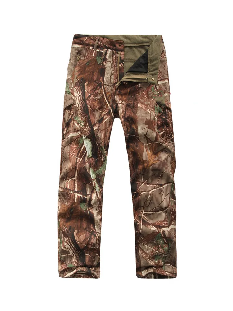 Waterproof soft-shell Tree Bionic Camouflage Hunting Fishing Full Pants Fleece Warm Hiking