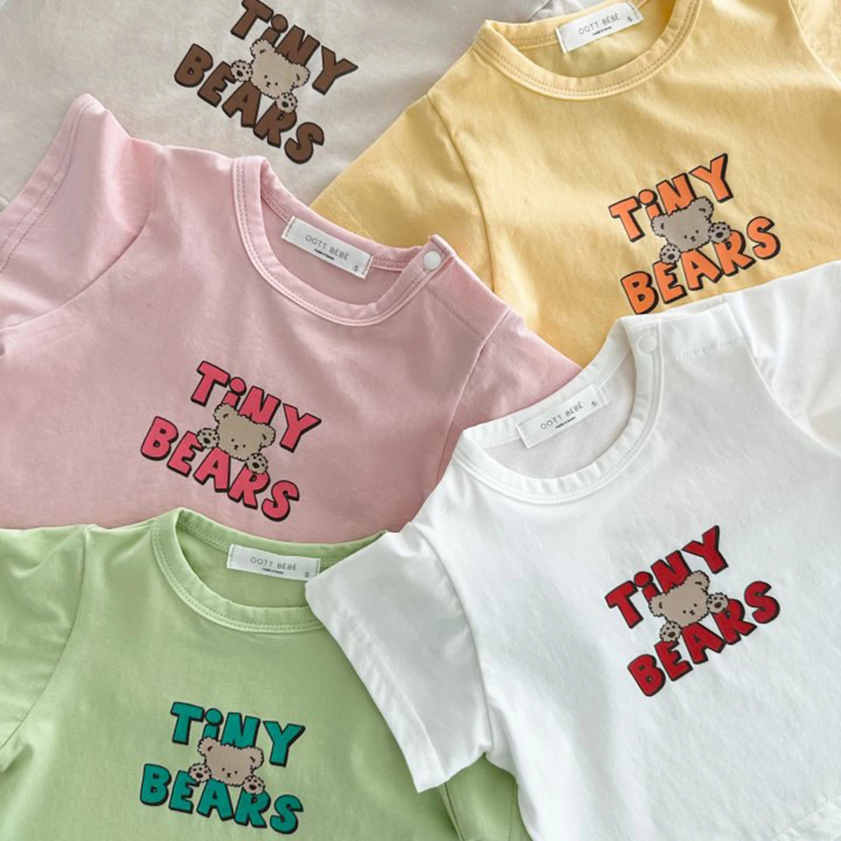 summer Newborn Infant Baby Girls English bear printing pullover T-shirt Kids Onepiece Fashion Baby clothing 1