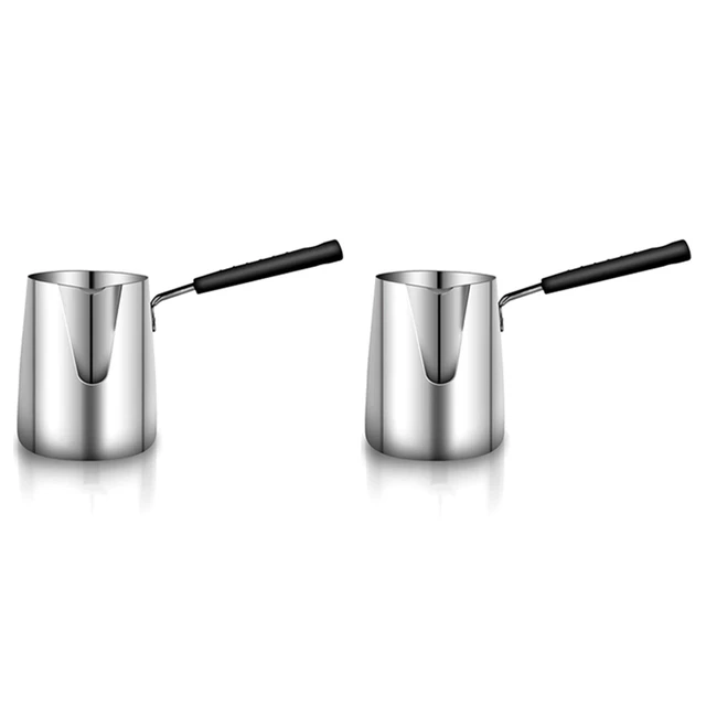 2X Stainless Steel Butter And Coffee Warmer,Turkish Coffee Pot,Mini Butter  Melting Pot And Milk Pot With Spout -(600Ml) - AliExpress