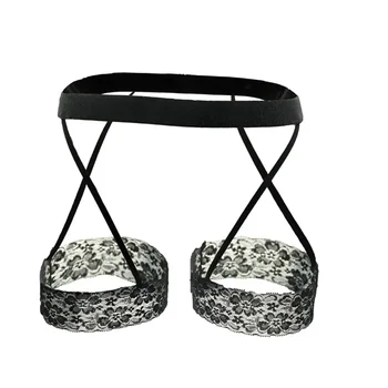 Sexy Men's Black Lace Garter Belt Thongs Underwear Pump Man Showing Butt Buttocks Thong Shorts Men Bulge Pouch Briefs