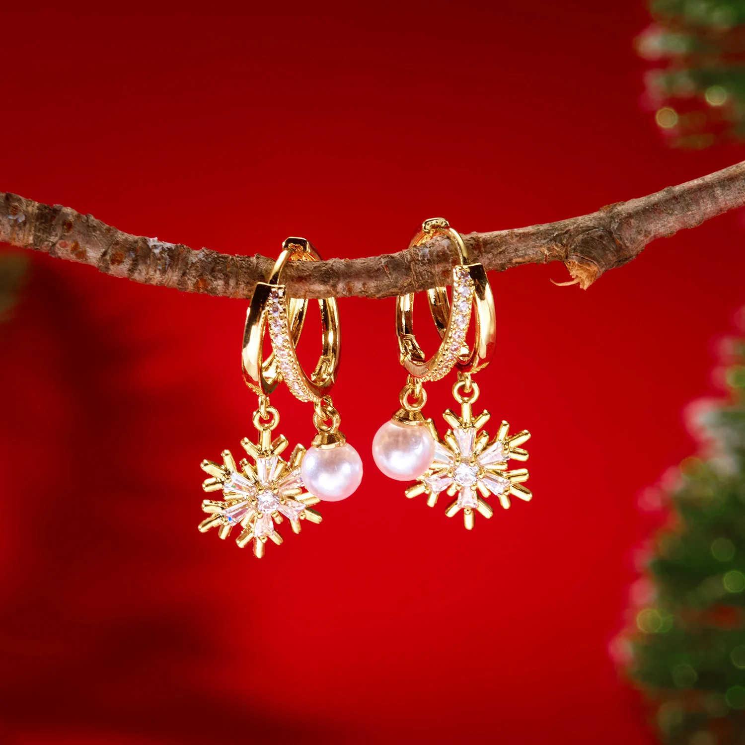 Orecchini Pendenti A Fiocco Di Neve In Cristallo E Argento 925 - VIVAKLAN BEDT - Catena Lunga, Gioiello Donna Elegante Per Natale