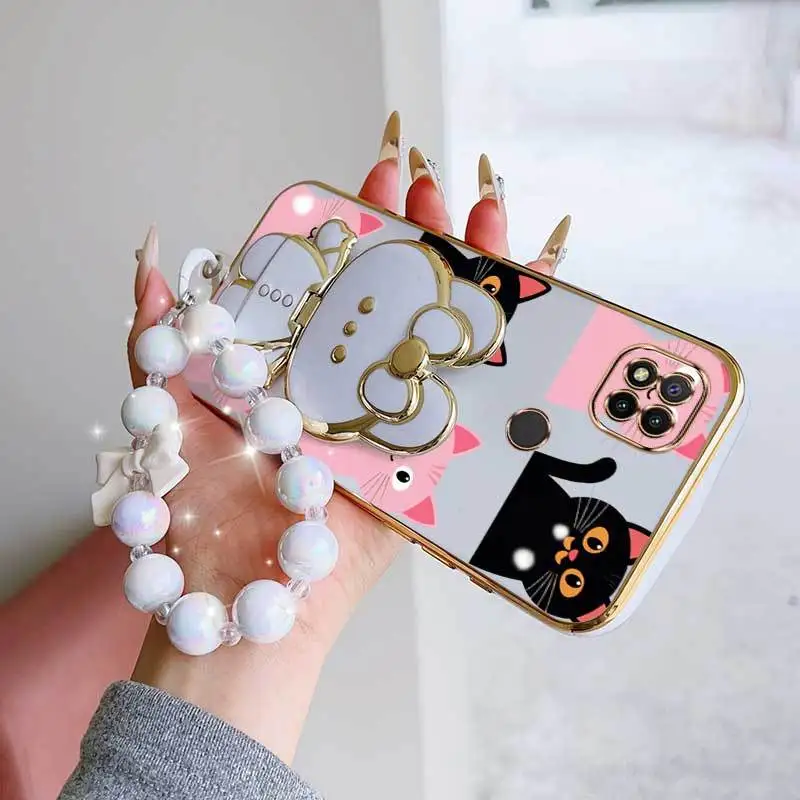 Pink Heart Shape Phone Case Set with Lanyard & Rabbit Stand - 3 Piece Bundle