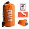 2 Person Emergency Shelter Bivy Survival Tent Kit Mylar Tube Tent Sleeping Bag Waterproof Outdoor SOS Thermal Blanket Reusable 2