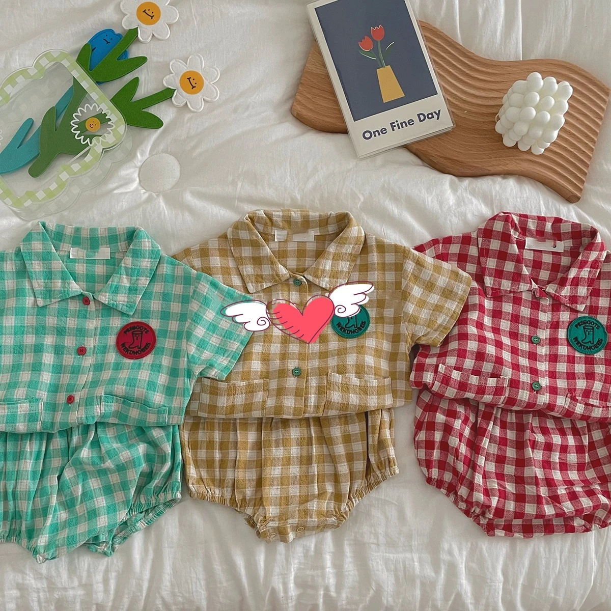 2022 Summer New Baby Short Sleeve Plaid Clothes Set Girls T Shirt + Shorts 2pcs Suit Infant Boy Outfits Baby Casual Clothing Set baby clothing set line