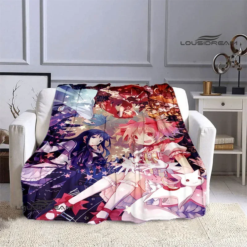 Puella Magi Madoka Magica Cartoon printed blankets Flange Warm blanket picnic blanket Soft and comfortable blanket Birthday Gift 5