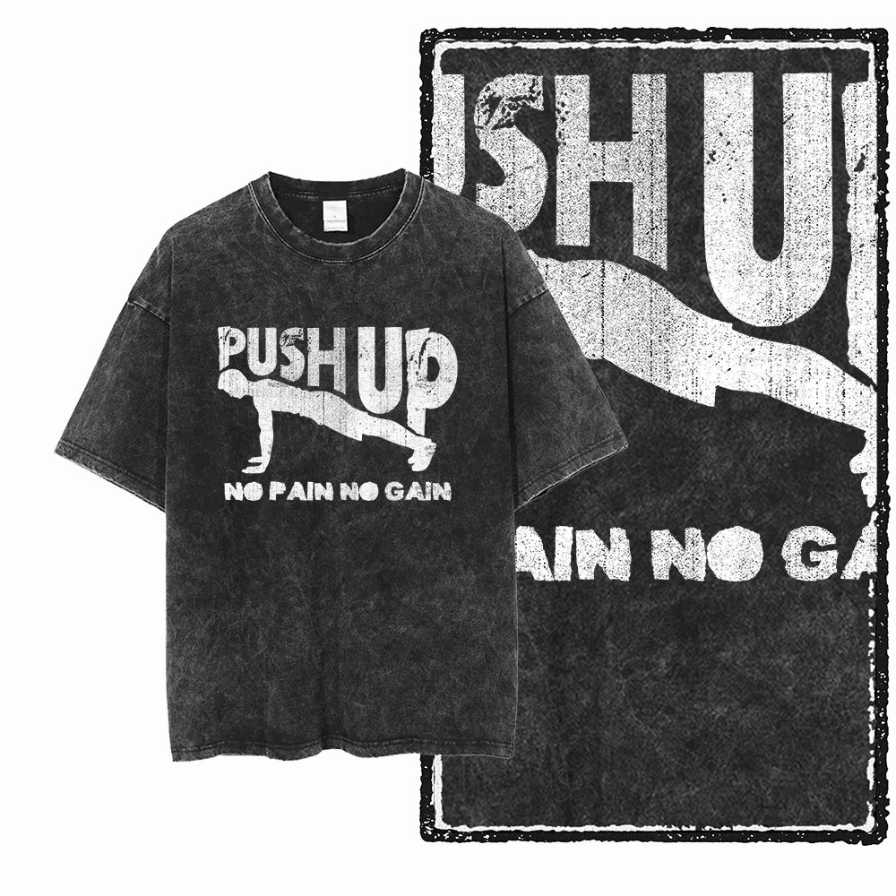 Herren Vintage Washed Gym T-Shirt Bundle „Brutal Code Deadlift For Life No Pain No Gain“ Grafik-T-Shirts aus Baumwolle für Fitness & Streetwear – Detail 8