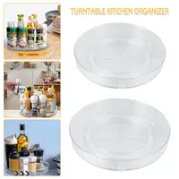 360° Rotating Storage Trays Kitchen Cabinet Spice Turntable Multifunction Bathroom Makeup Clear Organizer Kitchen Accessories 1