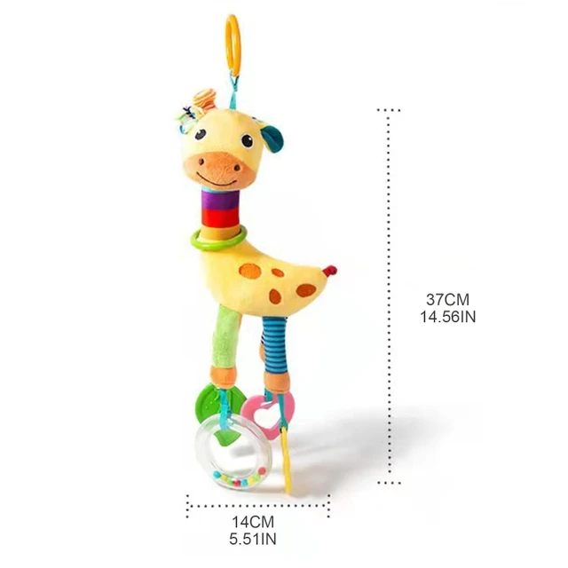 Baby Car Toys Stroller Plush Toy Animal Stuffed Hanging Rattle Toys Newborn Crib Bed Around Toy w/ Teether Rattle Sound 6