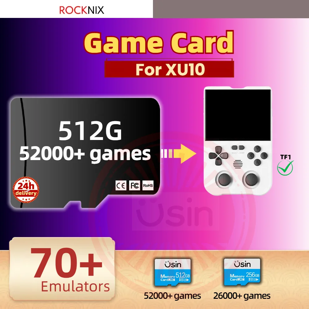 TF Game Card Memory SD 512G 256G for XU10 Classic Retro PSP PS1 Games MAGICX Portable Handheld Console ROCKNIX SYSTEM