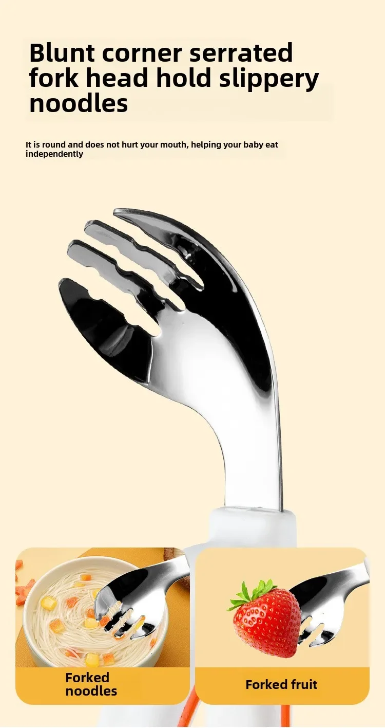 Description Picture 6 of item1PCSBaby Eating Training Soft Silicone Spoon and Fork Cutlery Toddler Learn To Eat Training Soft Fork Cutlery Children Tableware