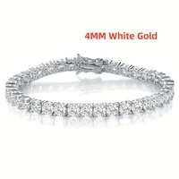 Bracelet de Tennis noir en Zircon plaqué argent Sterling 100% véritable S925, or 18 carats, qualité 5A, pour hommes et femmes, bijoux exquis à la mode 4
