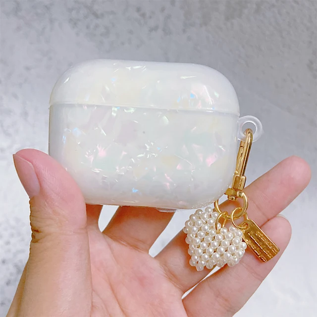 Luxury Girls Pearl Shell Case for Apple Airpods 1 2 3 Case for AirPods Pro Case with Keychain Earphone Accessories Headphone Box colorFor AirPods Pro