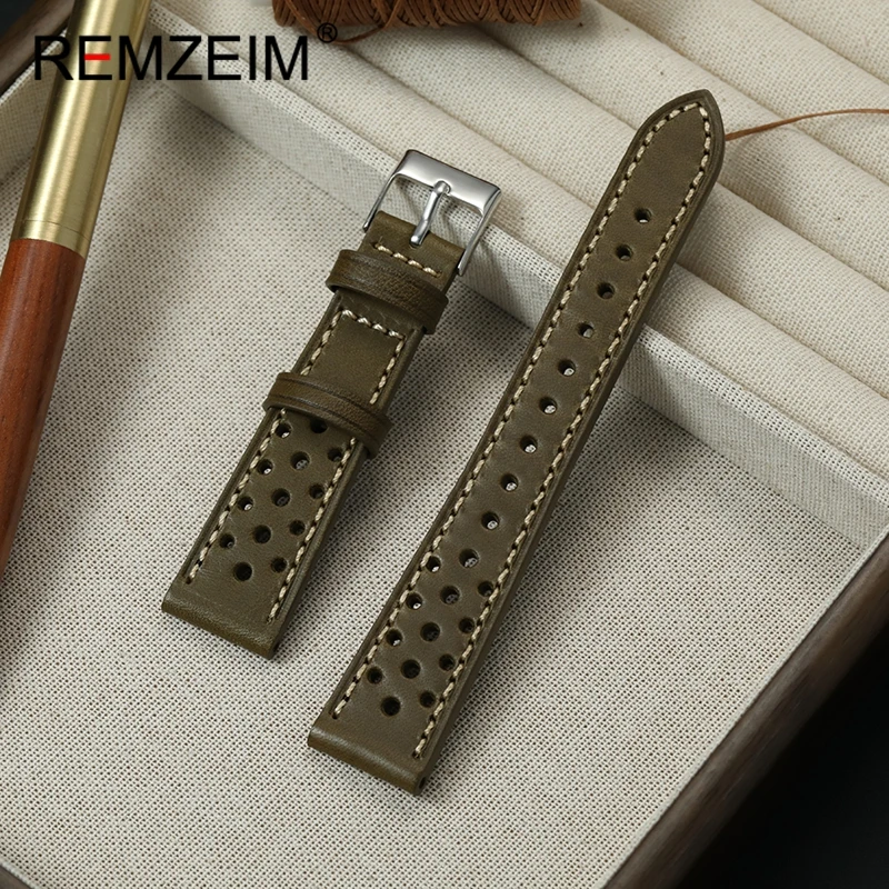 Vintage Handmade Sport Leather Watch Band - Universal Breathable Cowhide Wrist Strap
